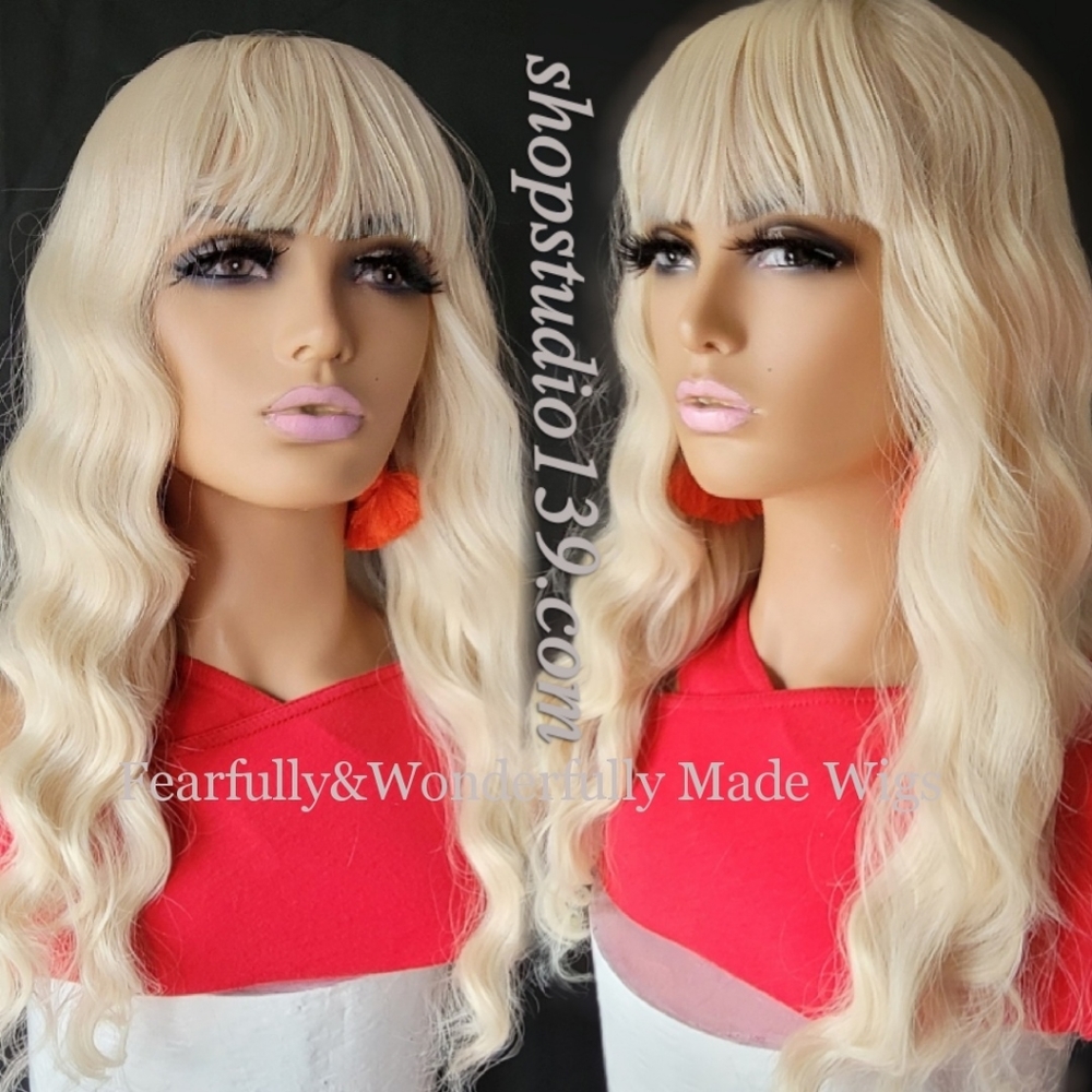 Blonde Human Hair bang wig